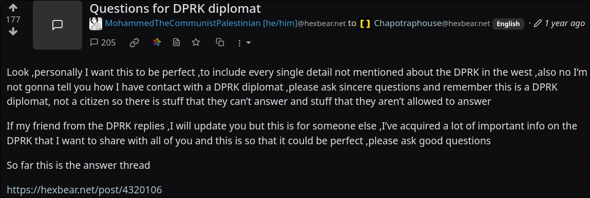 AMA: A Literal North Korean Propagandist