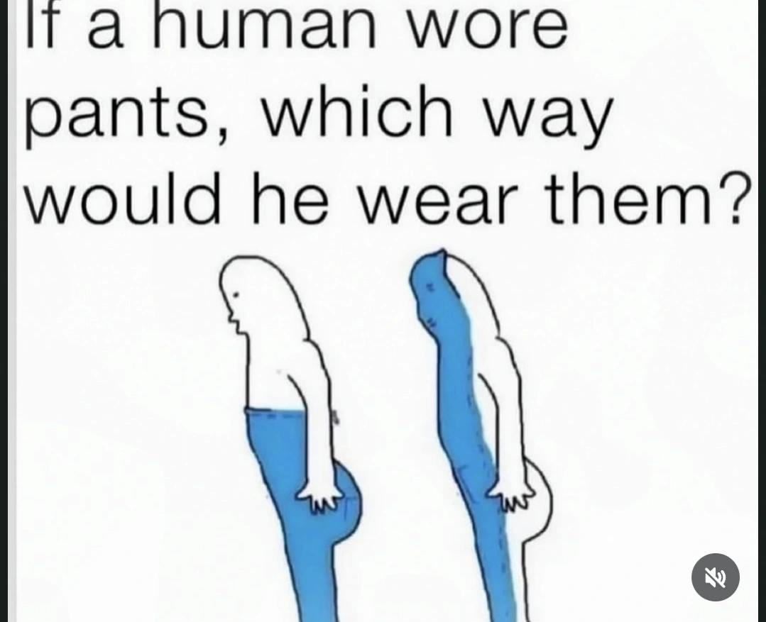 If a human wore pants, which way would he wear them?