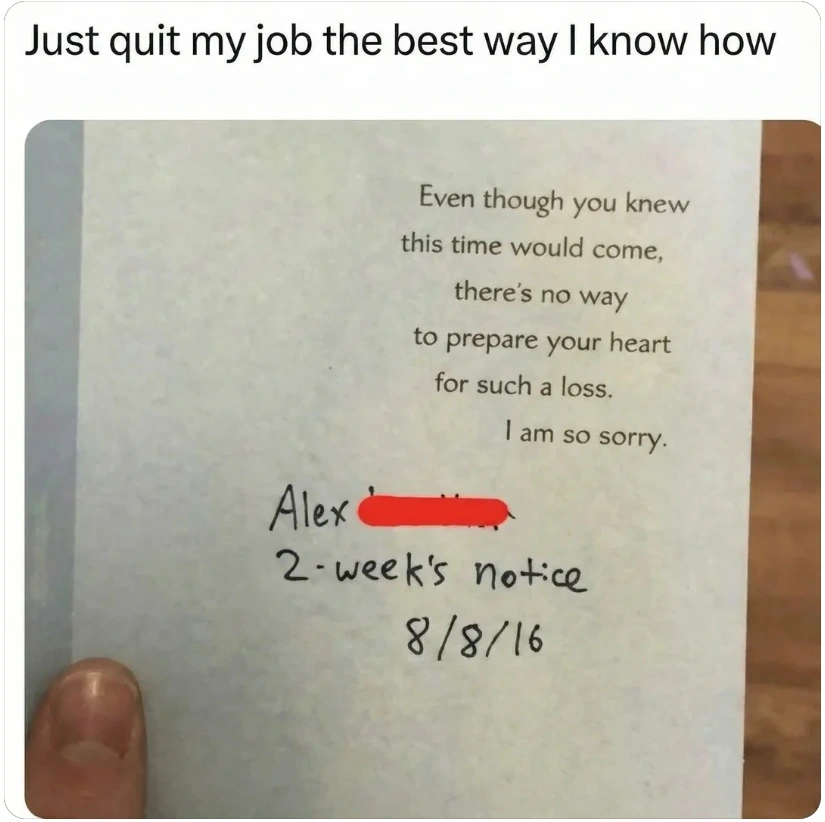 From 2016 - great 2 weeks notice